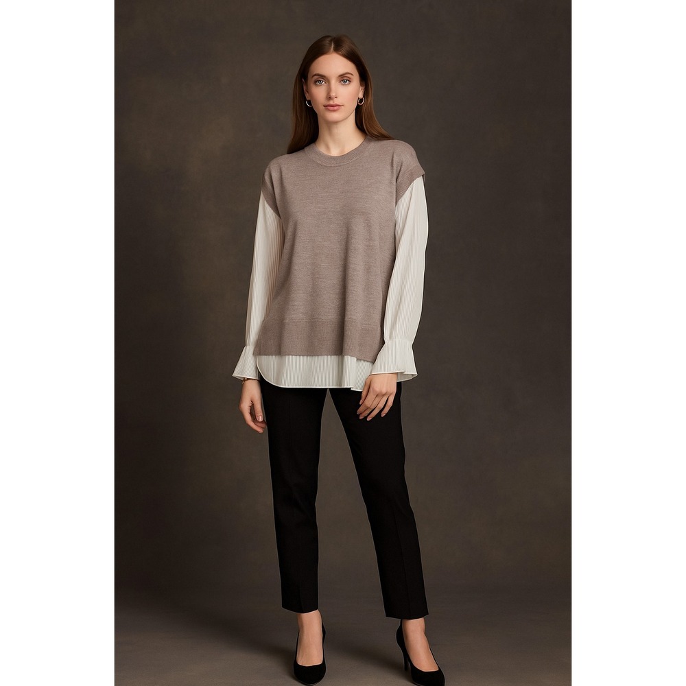 Sioni Milano Sweater Top SZ Medium Minimalist Classic Career Whimsy‎